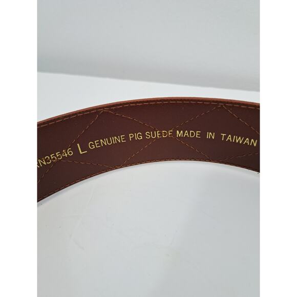 Sostanza Women's Brown Genuine Pig Suede Belt Large - Picture 5 of 5